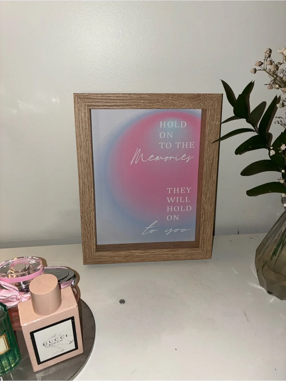 Wooden Framed Pink Room Decor Wall Art